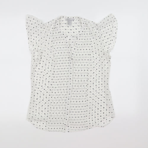 H&M Womens White Geometric  Basic Blouse Size 36