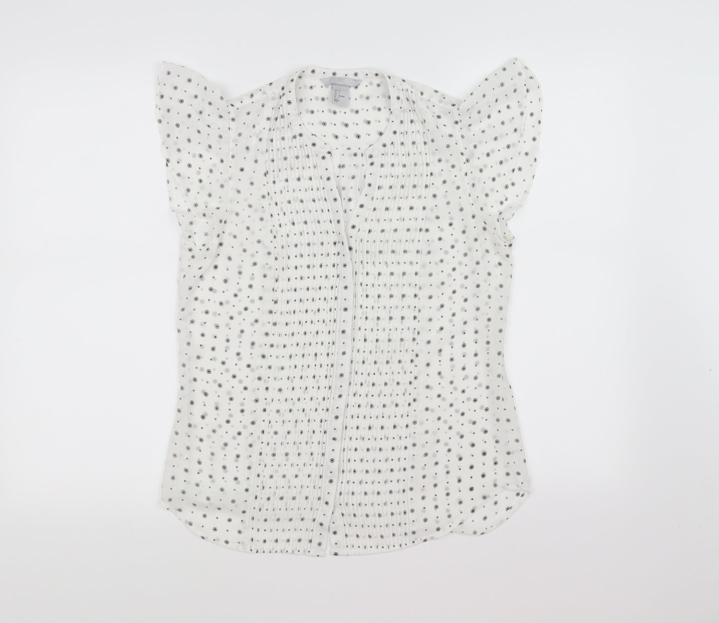 H&M Womens White Geometric  Basic Blouse Size 36
