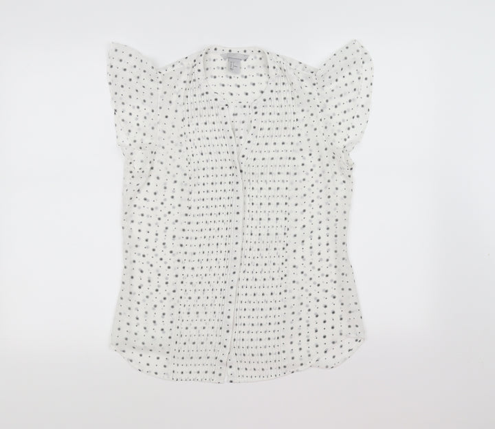 H&M Womens White Geometric  Basic Blouse Size 36