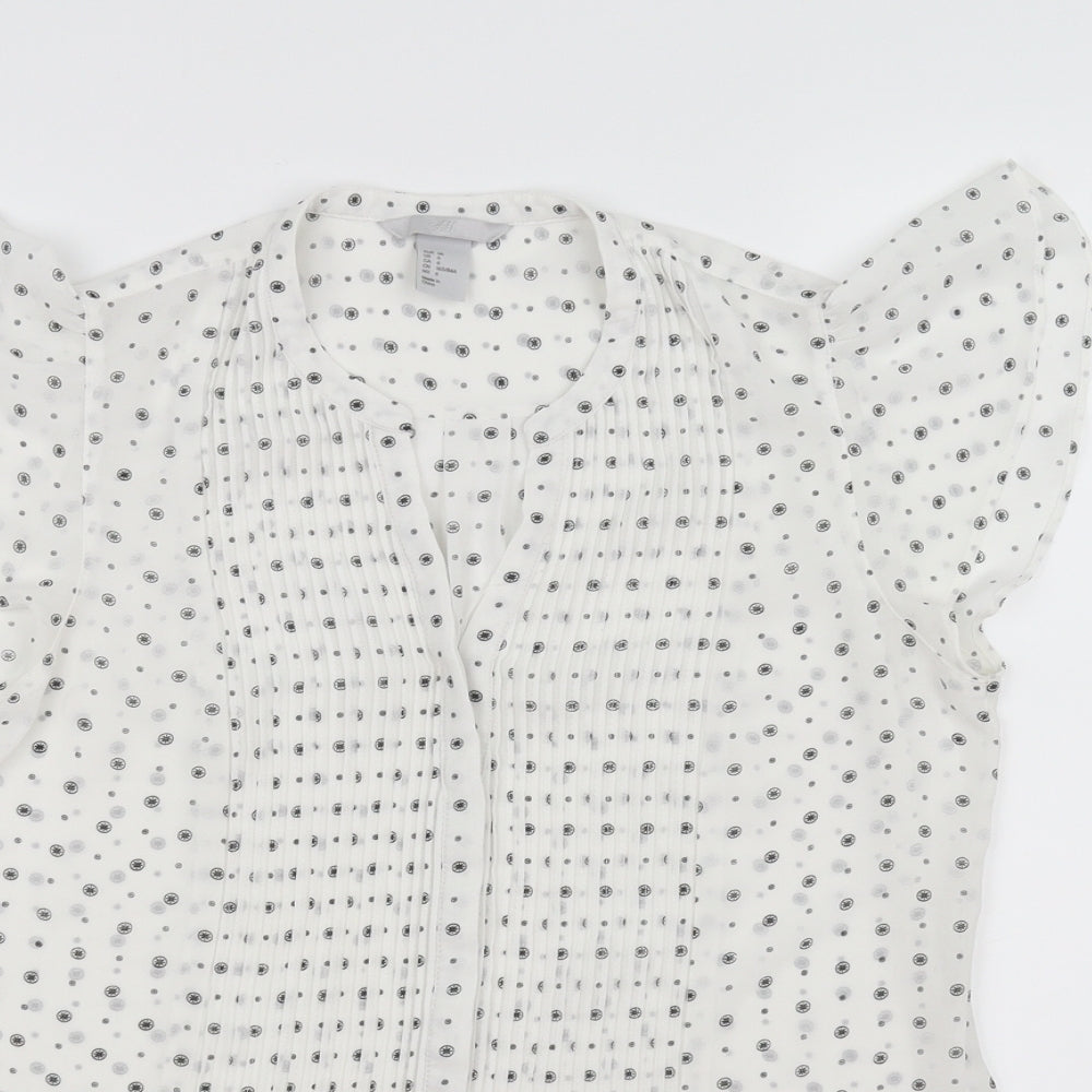 H&M Womens White Geometric  Basic Blouse Size 36