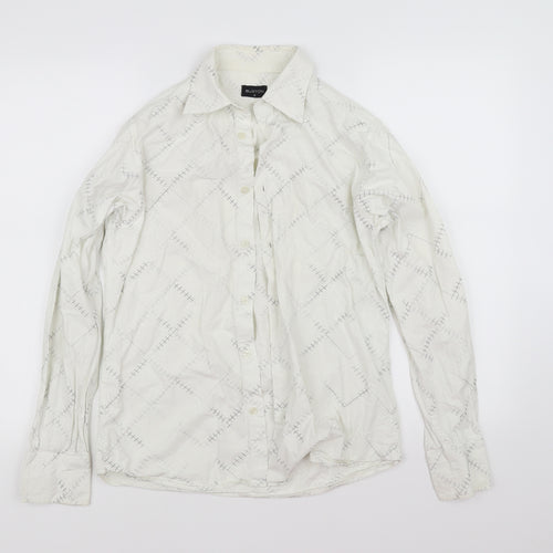 Burton Mens White Check   Button-Up Size S