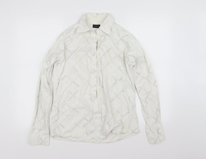 Burton Mens White Check   Button-Up Size S