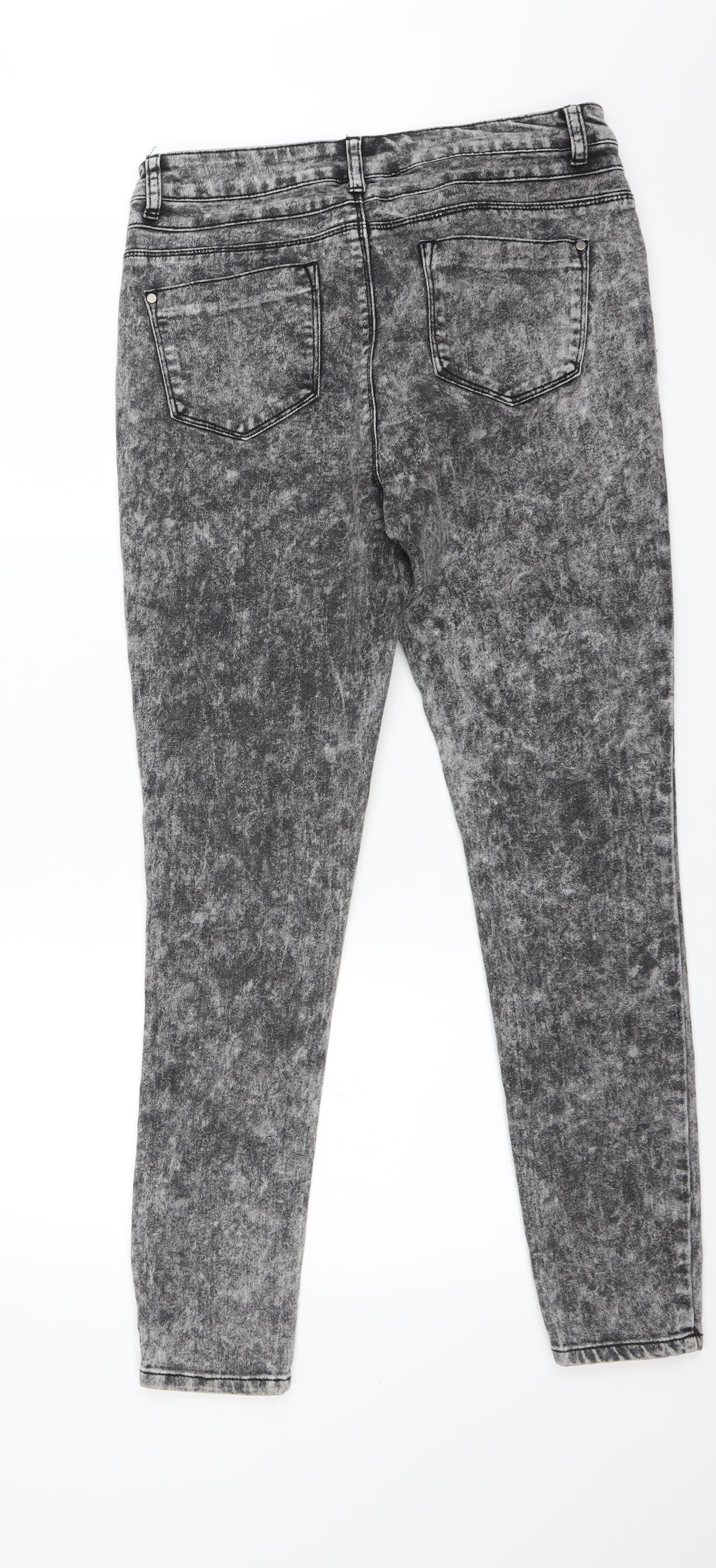 George Womens Black Houndstooth  Straight Jeans Size 14 L23 in