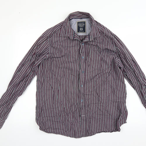 Boston crew Mens Multicoloured Striped   Button-Up Size L