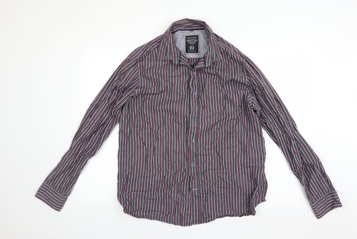 Boston crew Mens Multicoloured Striped Button-Up Size L