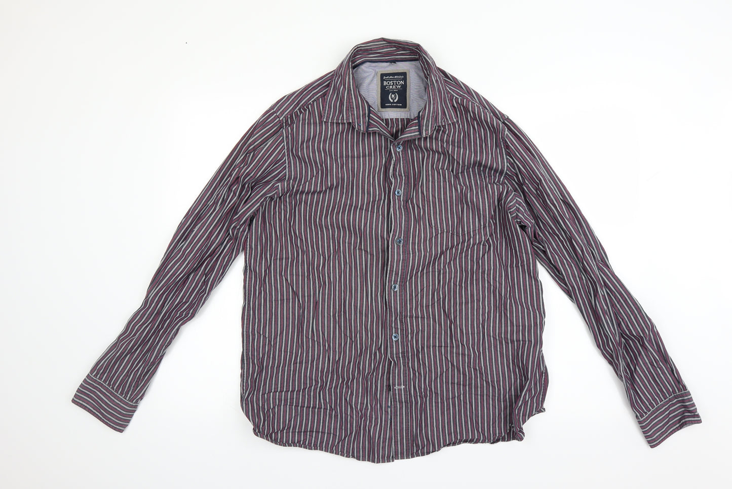 Boston crew Mens Multicoloured Striped   Button-Up Size L