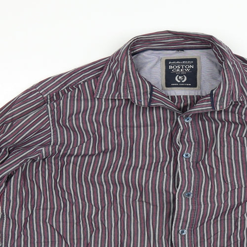 Boston crew Mens Multicoloured Striped   Button-Up Size L