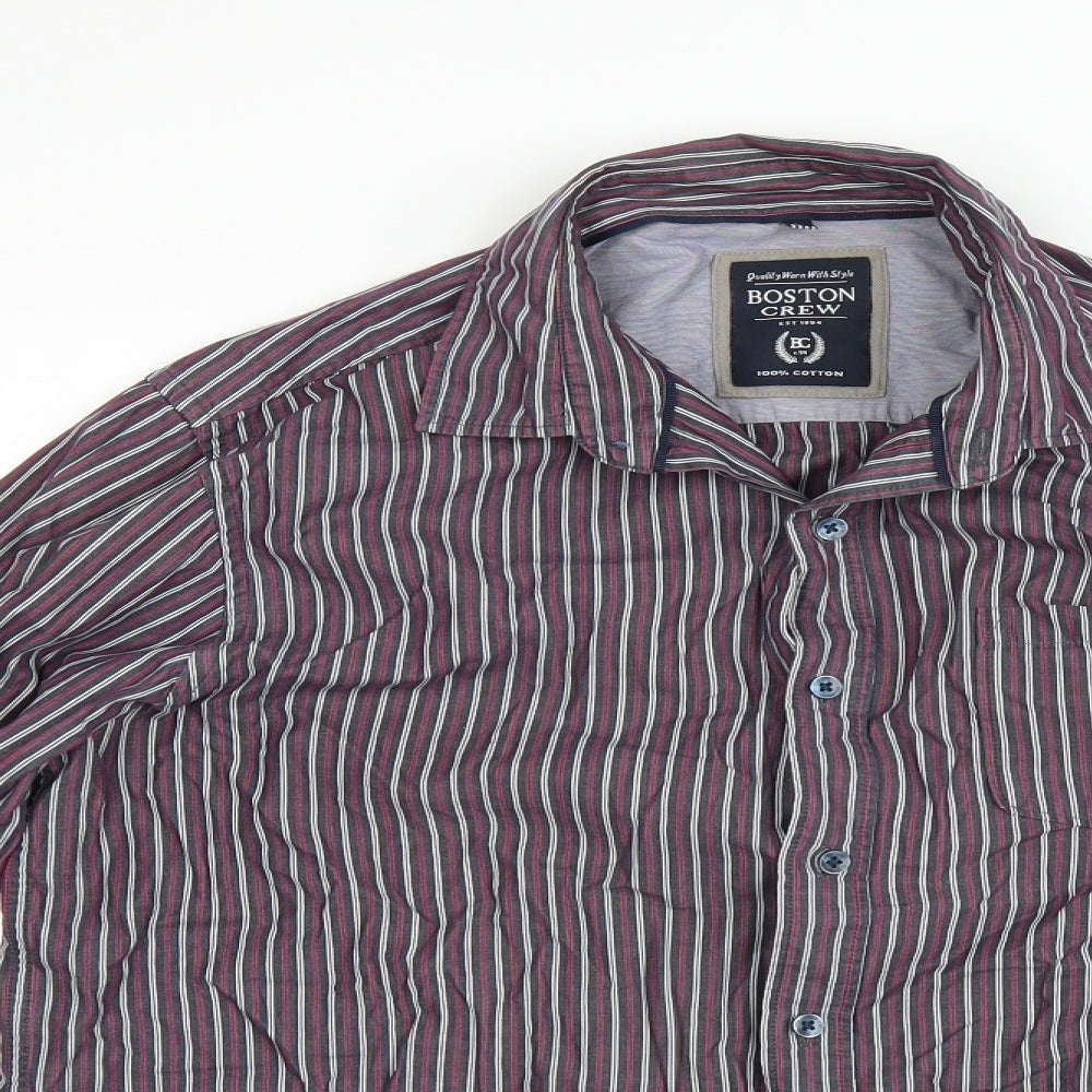 Boston crew Mens Multicoloured Striped   Button-Up Size L
