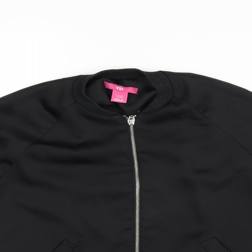 YD Girls Black   Full Zip Sweatshirt Size 8-9 Years