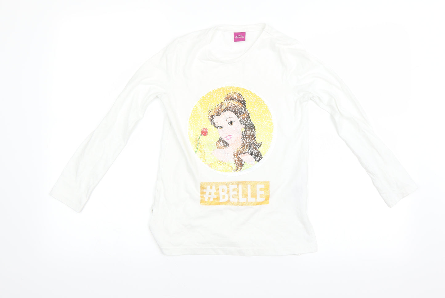 Disney Girls Silver   Basic T-Shirt Size 8-9 Years