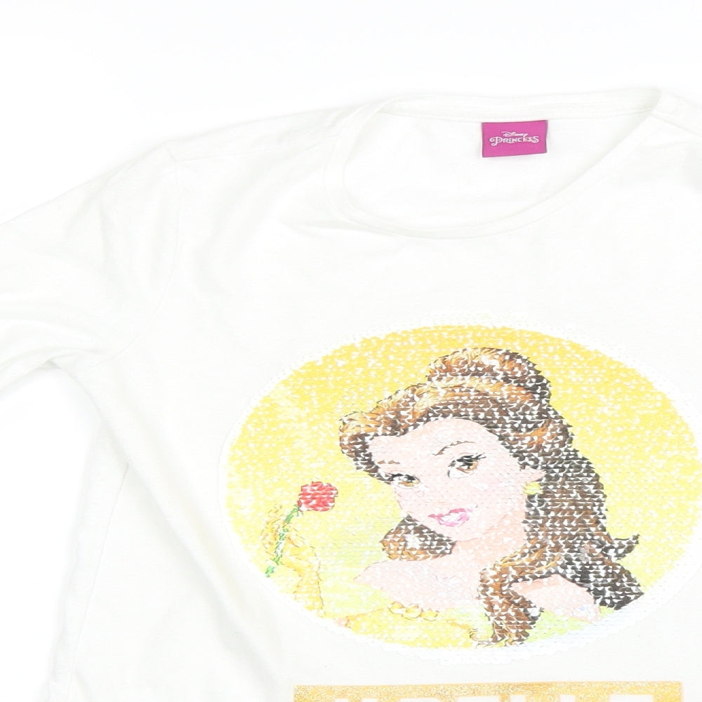 Disney Girls Silver   Basic T-Shirt Size 8-9 Years