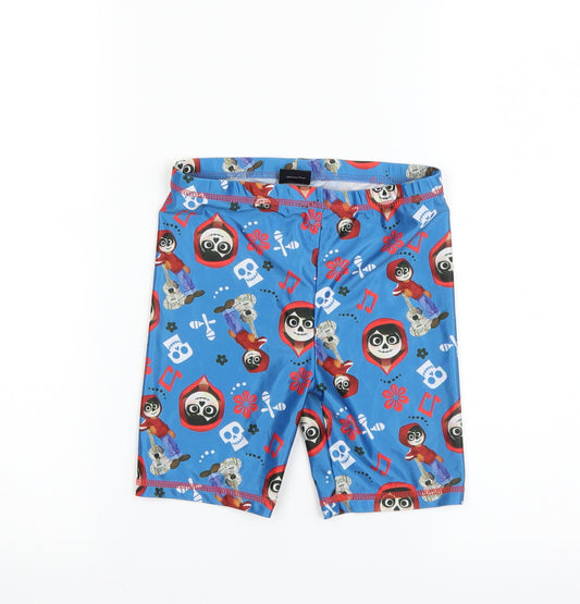 Front view of Disney boys’ blue solid sleep shorts, size 7-8, years - pixar