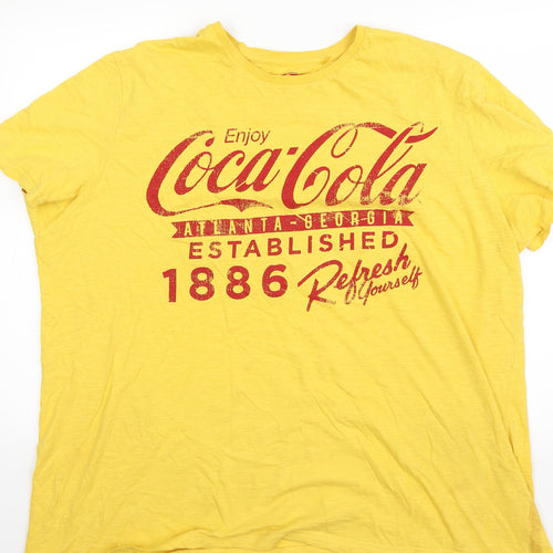 Coca-Cola Mens Yellow    T-Shirt Size 3XL