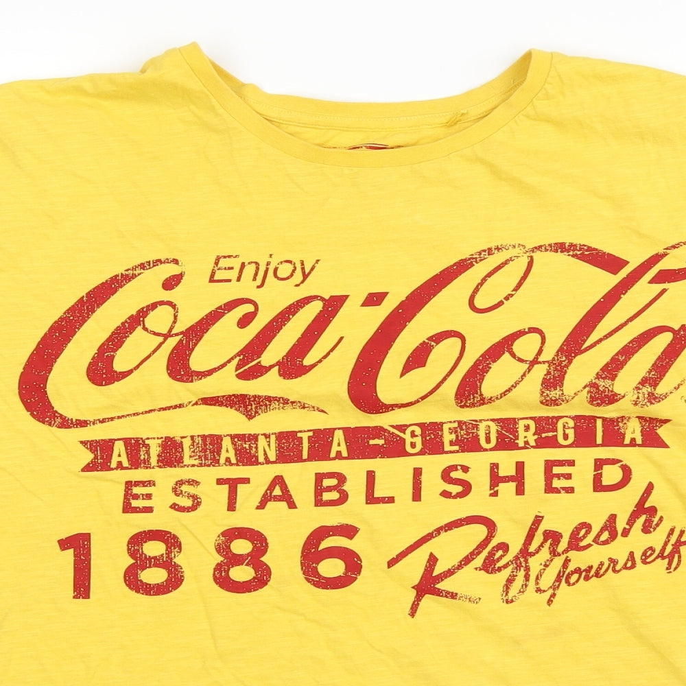 Coca-Cola Mens Yellow    T-Shirt Size 3XL