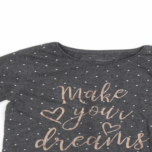Primark Girls Green Polka Dot  Basic T-Shirt Size 8 Years