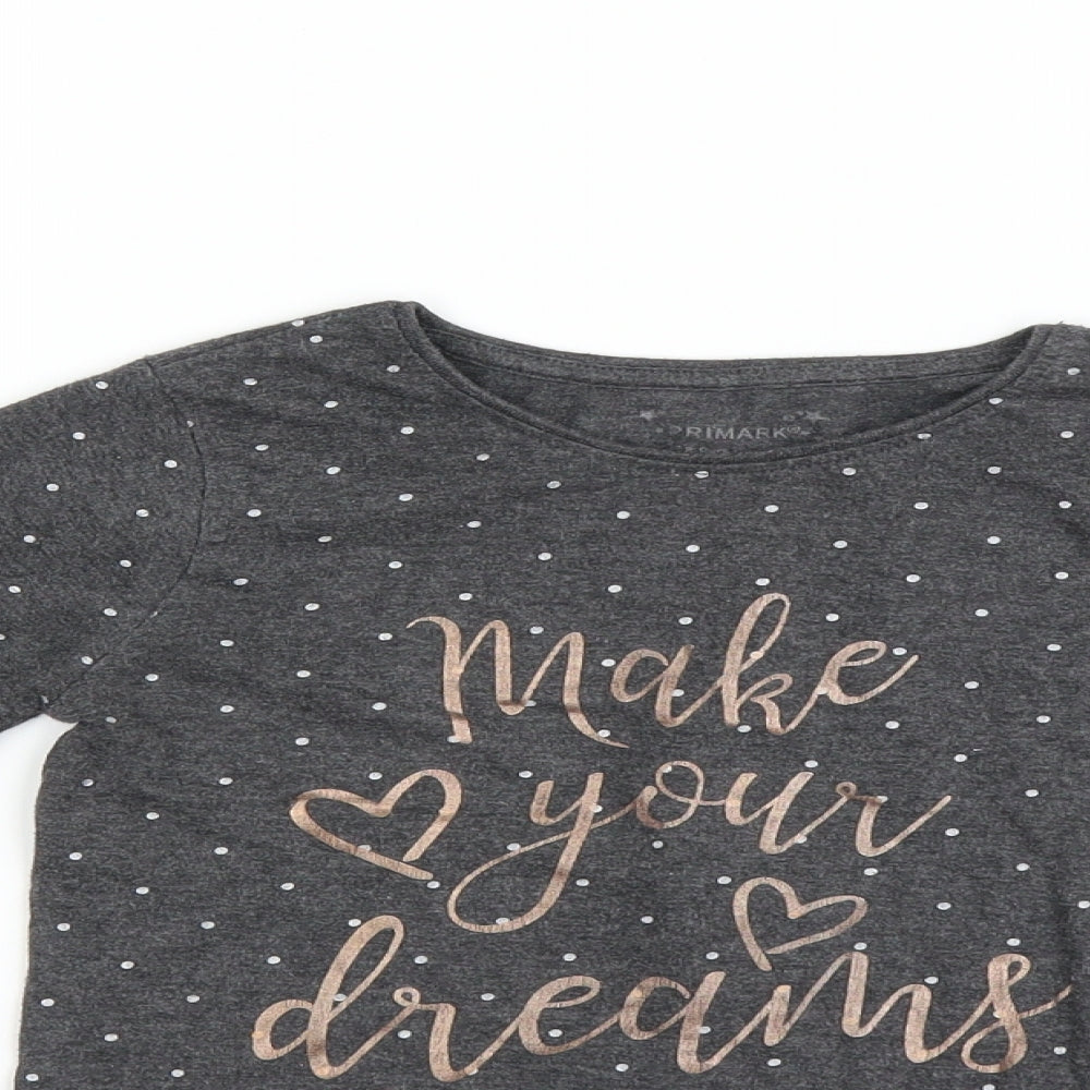 Primark Girls Green Polka Dot  Basic T-Shirt Size 8 Years
