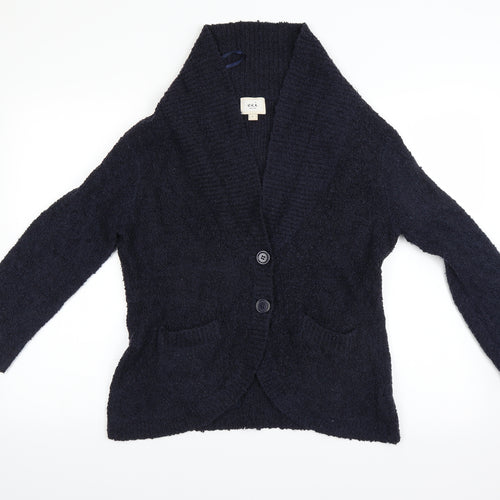ECI Womens Blue Houndstooth  Cardigan Jumper Size 14