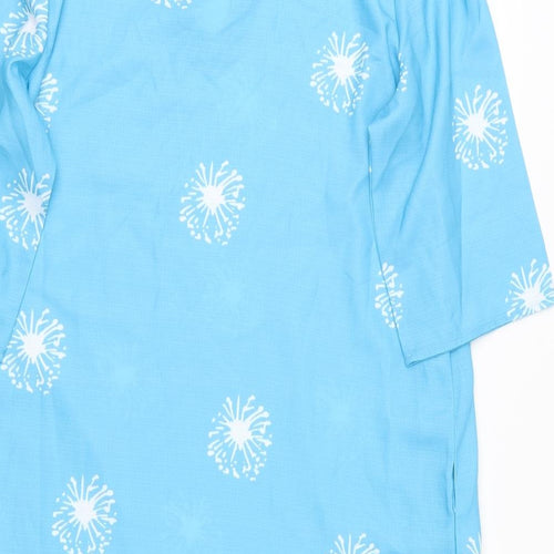 tendency Womens Blue Floral  Tunic Blouse Size L