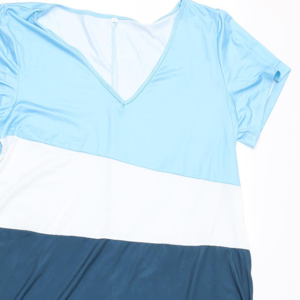 no brand Womens Blue Striped  Tunic Blouse Size L