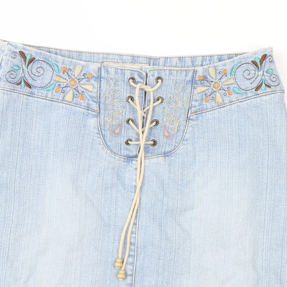 Passport Womens Blue Geometric  Cargo Skirt Size 24 in