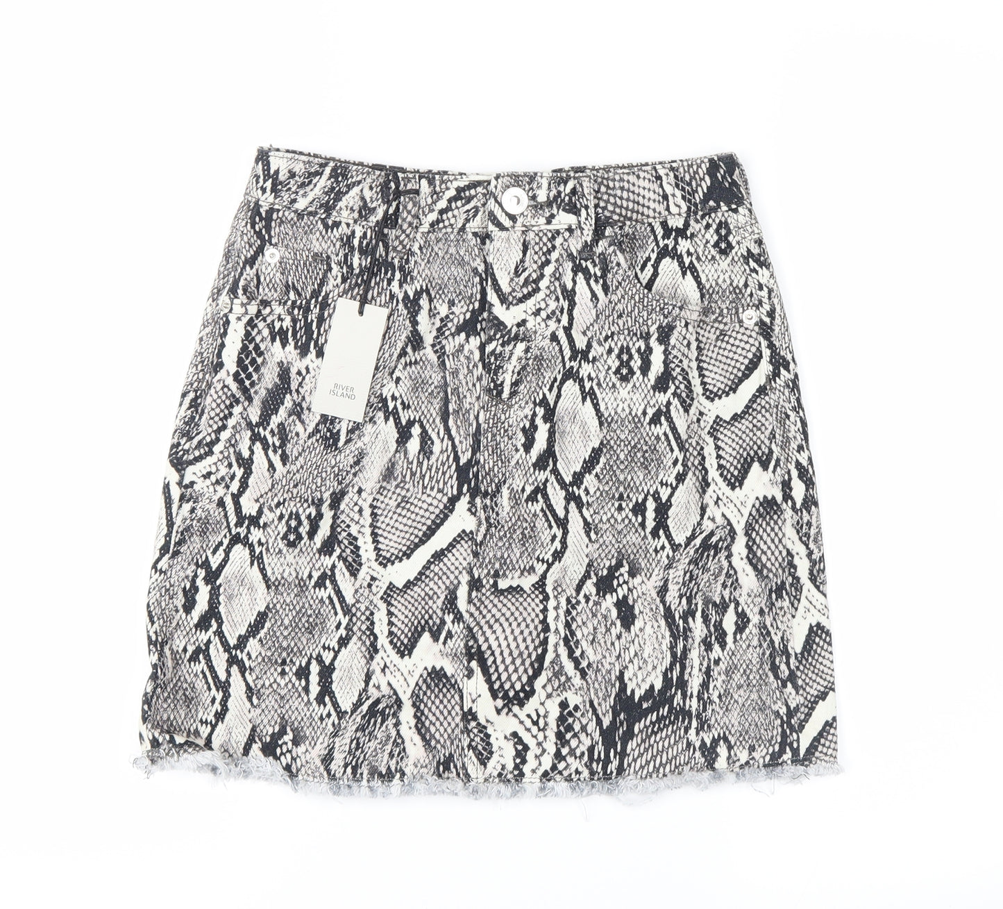 River Island Girls Beige Animal Print  Cargo Skirt Size 12 Years - snakeskin