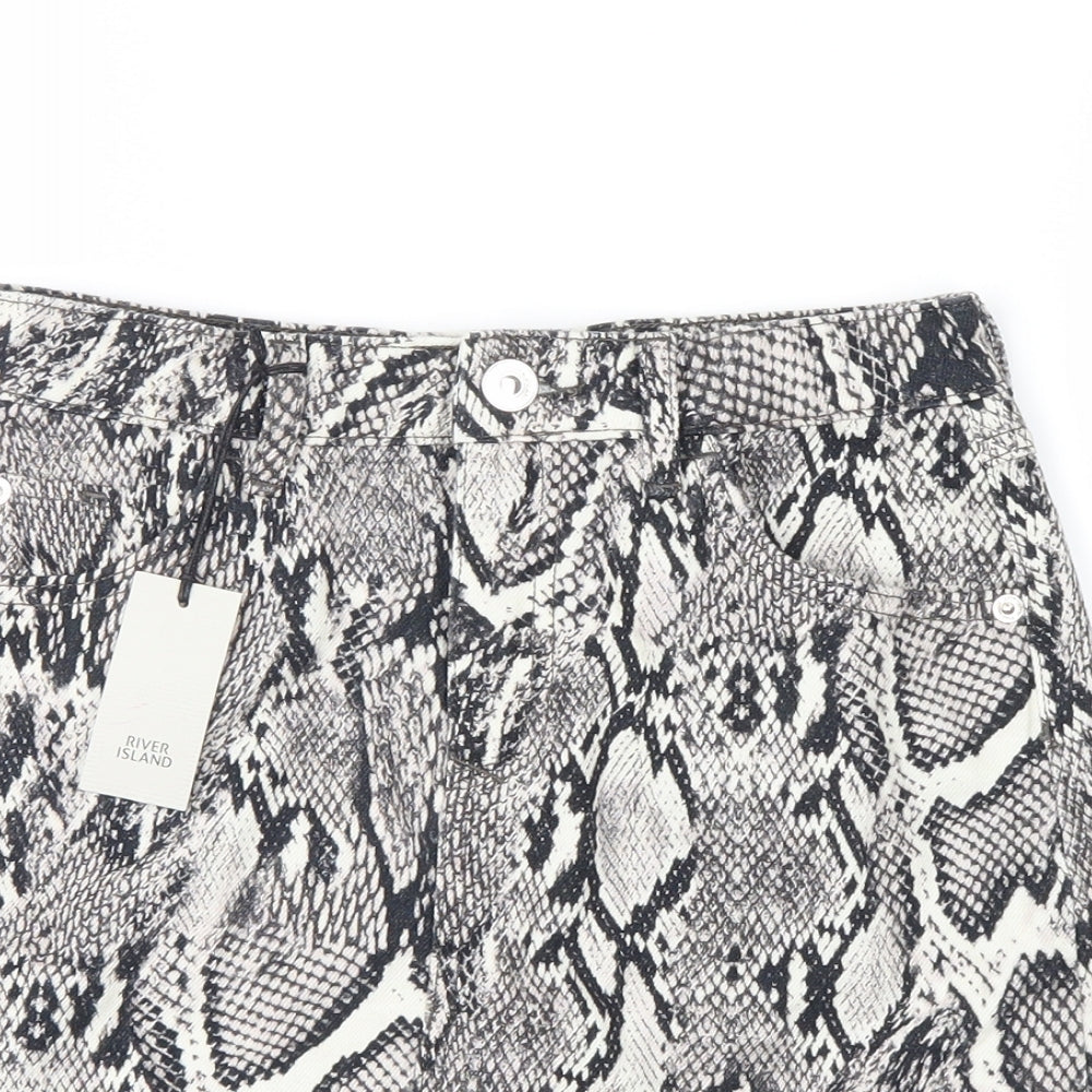 River Island Girls Beige Animal Print  Cargo Skirt Size 12 Years - snakeskin