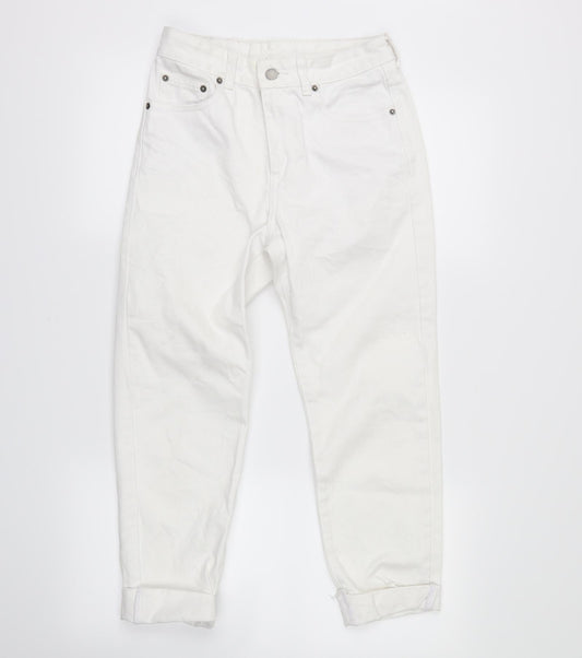 Front view of drdenim women’s white skinny jeans, size UK 24, in, 22-inch leg