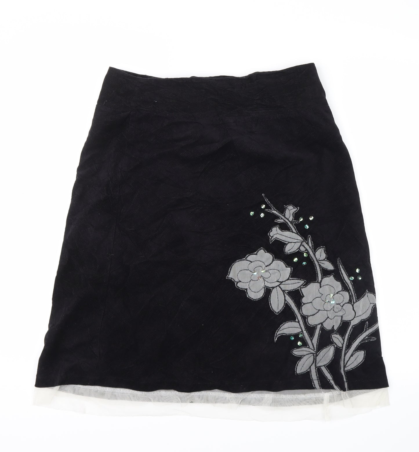 Jane Norman Womens Black Floral  Cargo Skirt Size 10