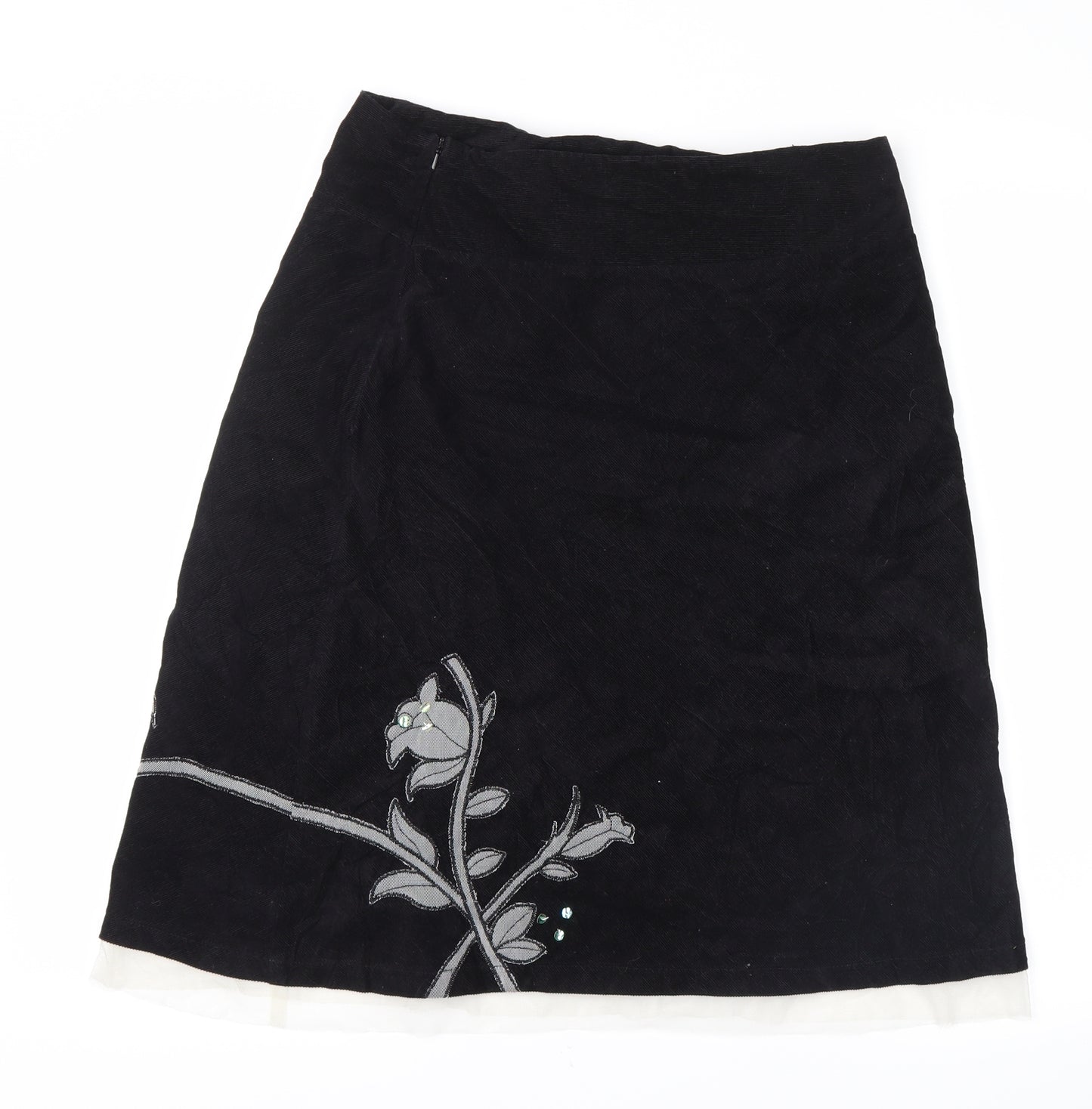 Jane Norman Womens Black Floral  Cargo Skirt Size 10