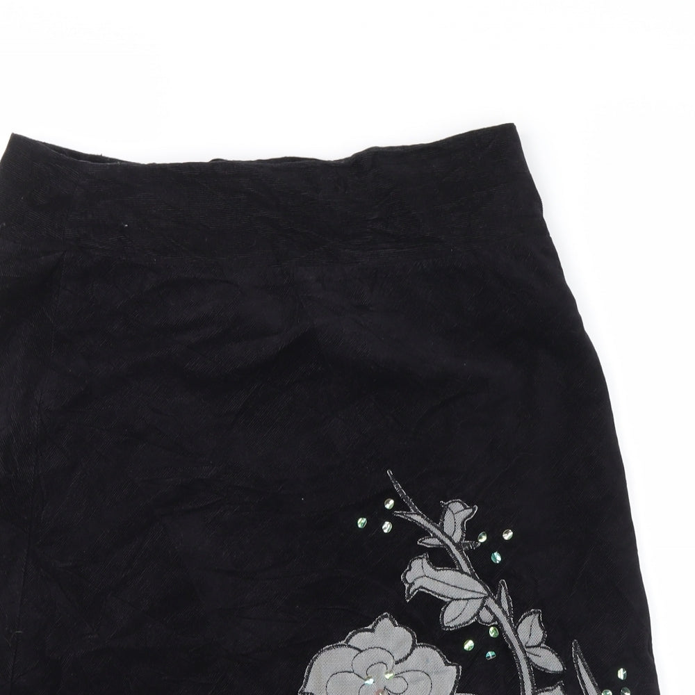 Jane Norman Womens Black Floral  Cargo Skirt Size 10