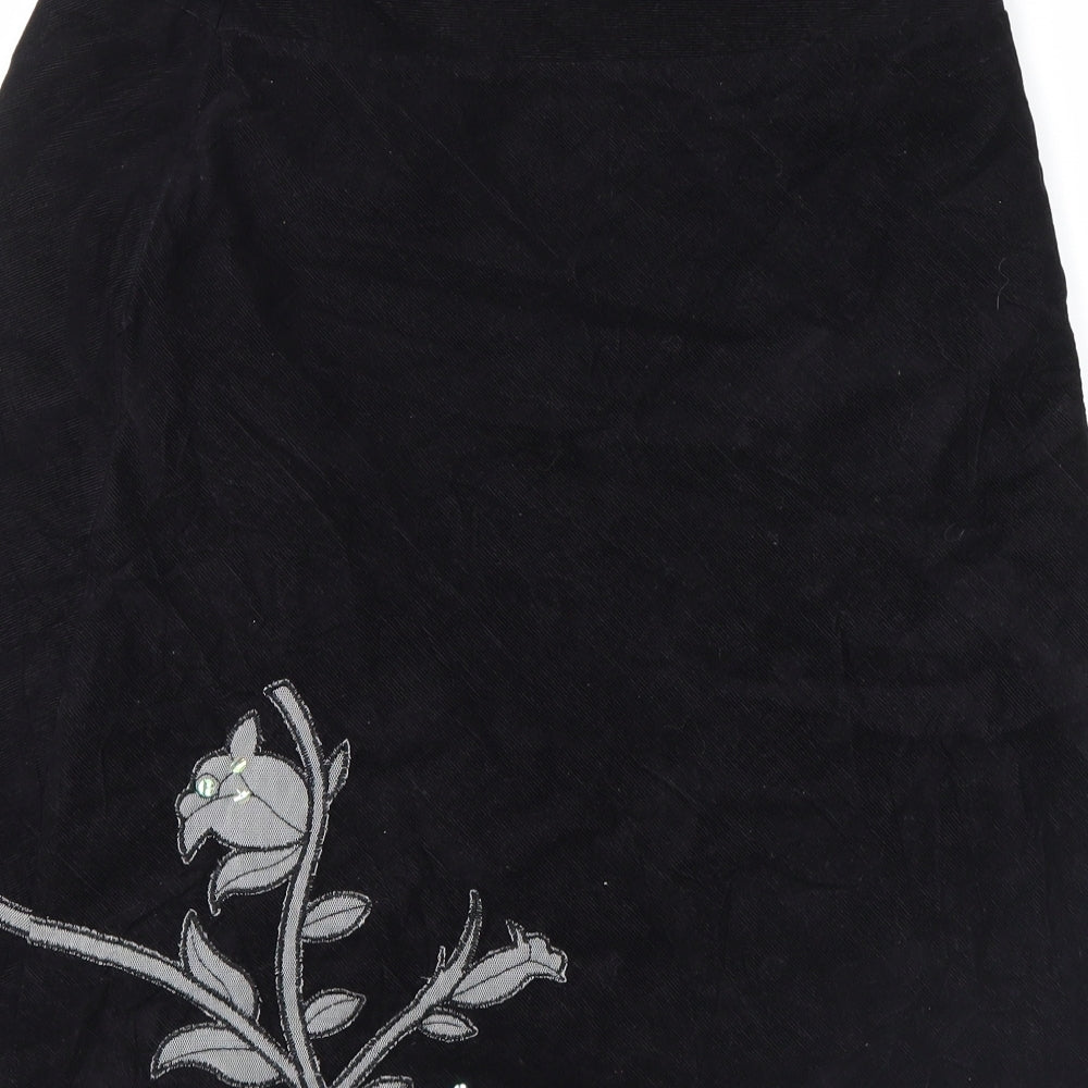 Jane Norman Womens Black Floral  Cargo Skirt Size 10
