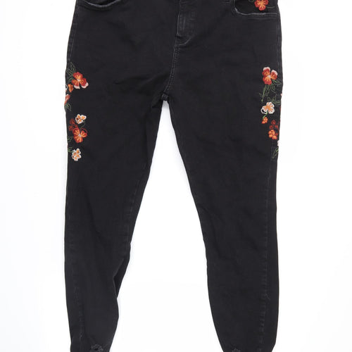JENNA New Look  Womens Black Floral  Straight Jeans Size 18 L28 in