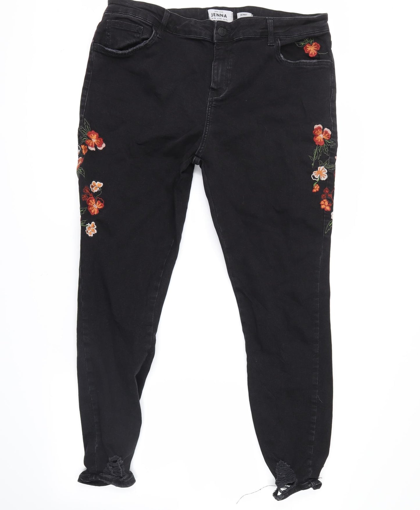 JENNA New Look  Womens Black Floral  Straight Jeans Size 18 L28 in