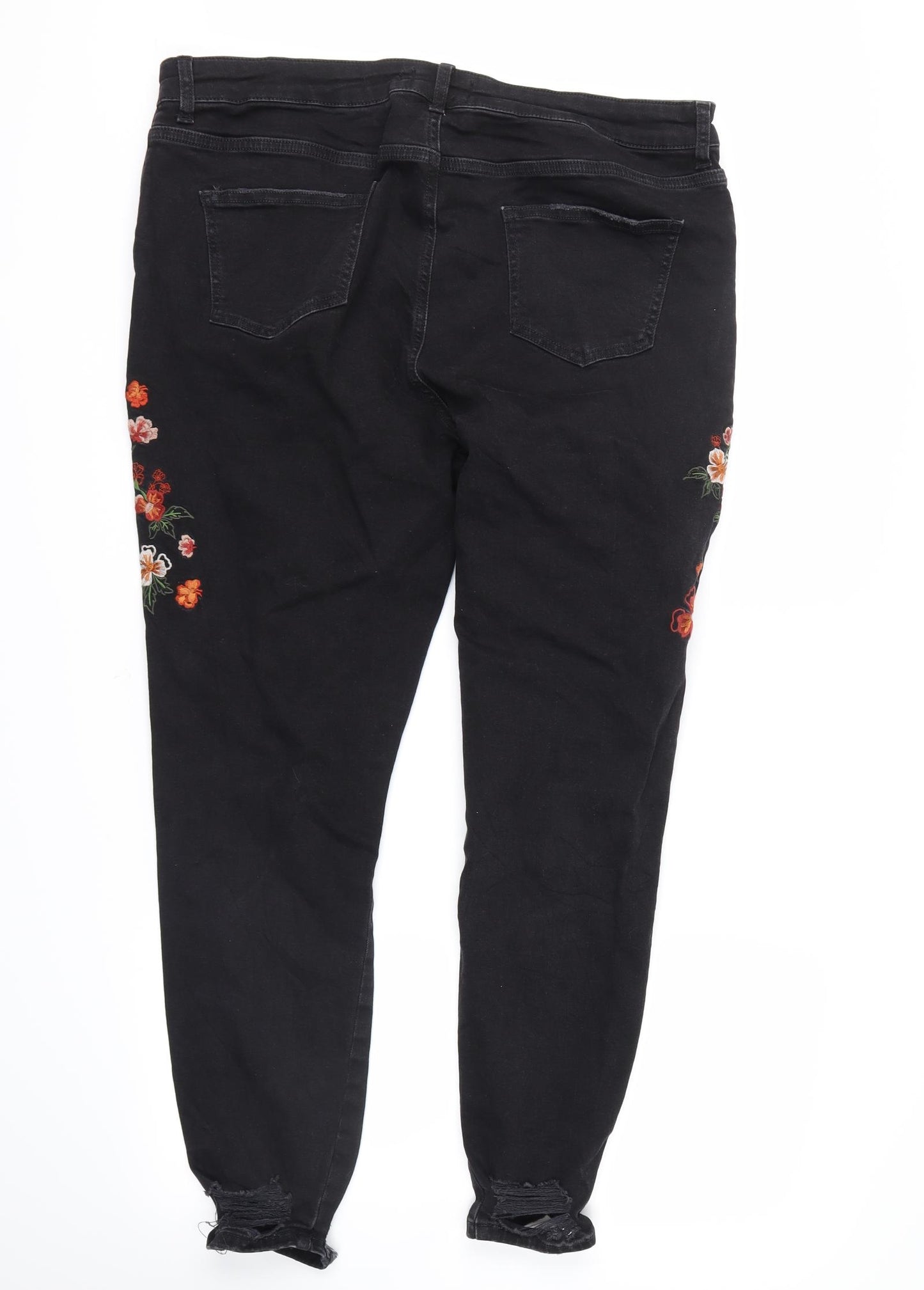 JENNA New Look  Womens Black Floral  Straight Jeans Size 18 L28 in