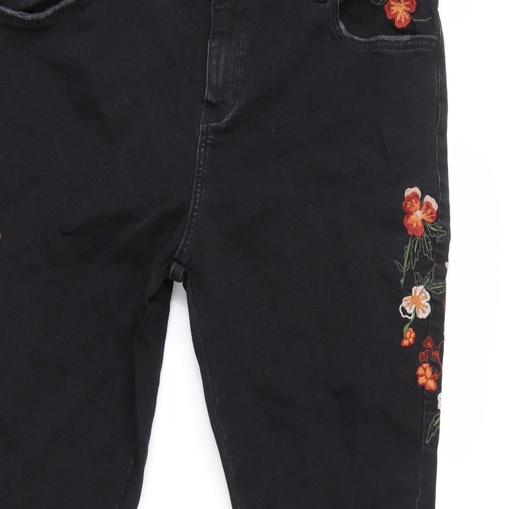 JENNA New Look  Womens Black Floral  Straight Jeans Size 18 L28 in