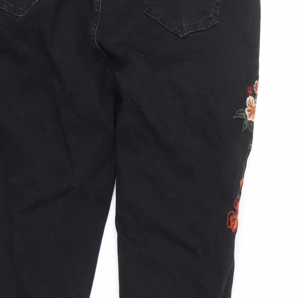 JENNA New Look  Womens Black Floral  Straight Jeans Size 18 L28 in