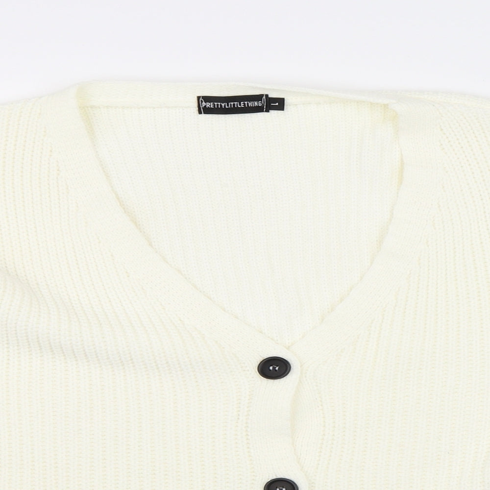 PRETTYLITTLETHING Womens White   Cardigan Jumper Size L