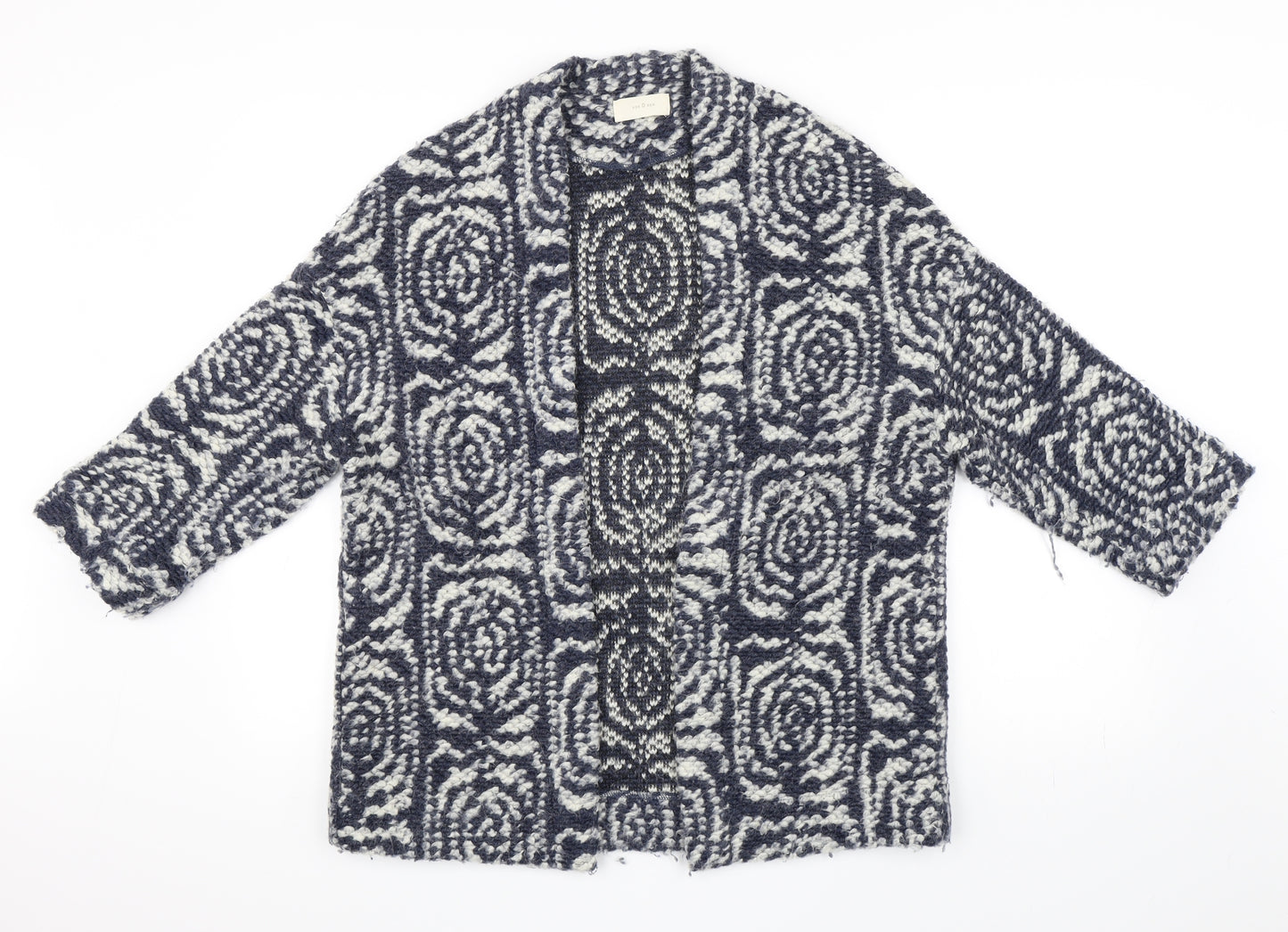 Ese Ese Womens Blue Geometric  Cardigan Jumper Size S