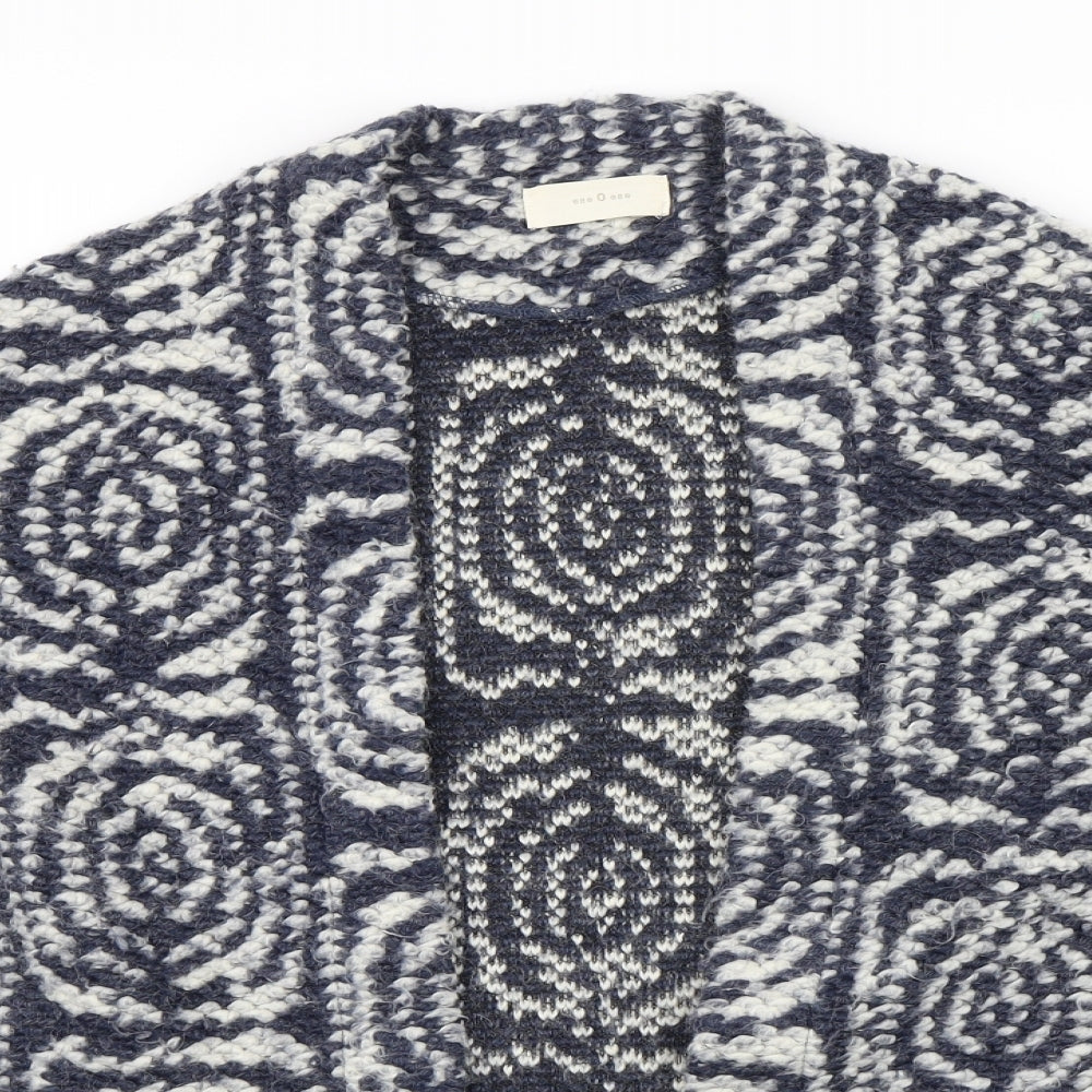 Ese Ese Womens Blue Geometric  Cardigan Jumper Size S