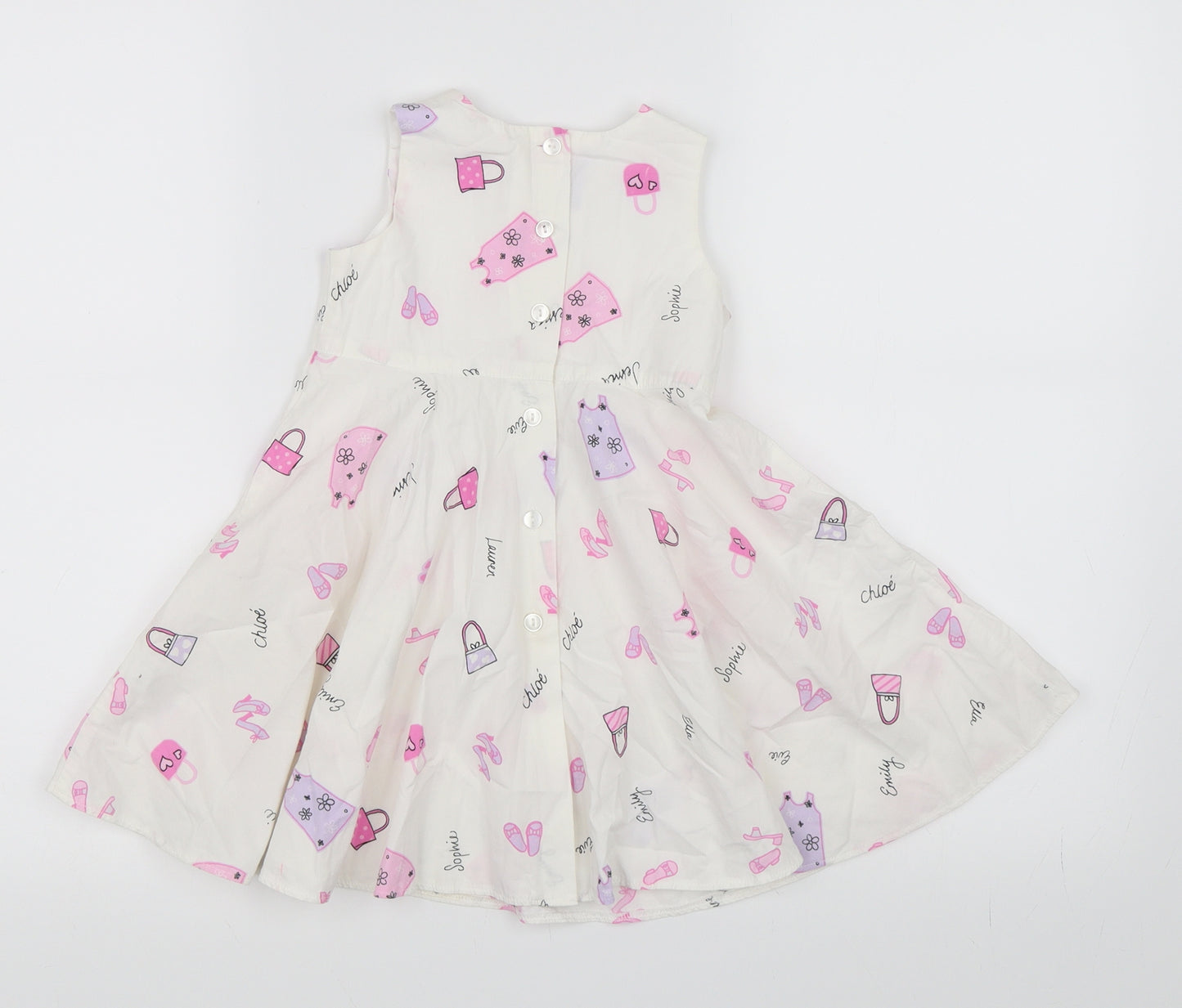 NEXT Girls White   Skater Dress  Size 9-12 Months  - Handbag print