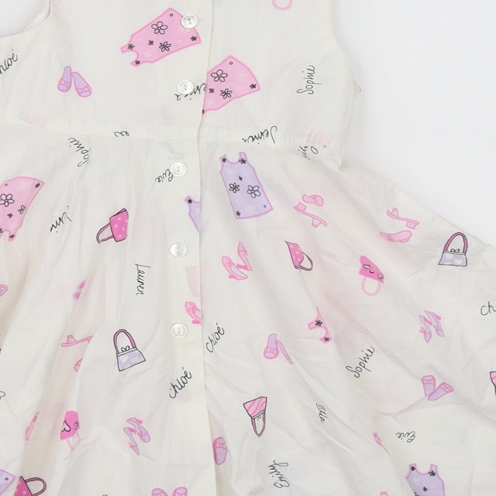 NEXT Girls White   Skater Dress  Size 9-12 Months  - Handbag print