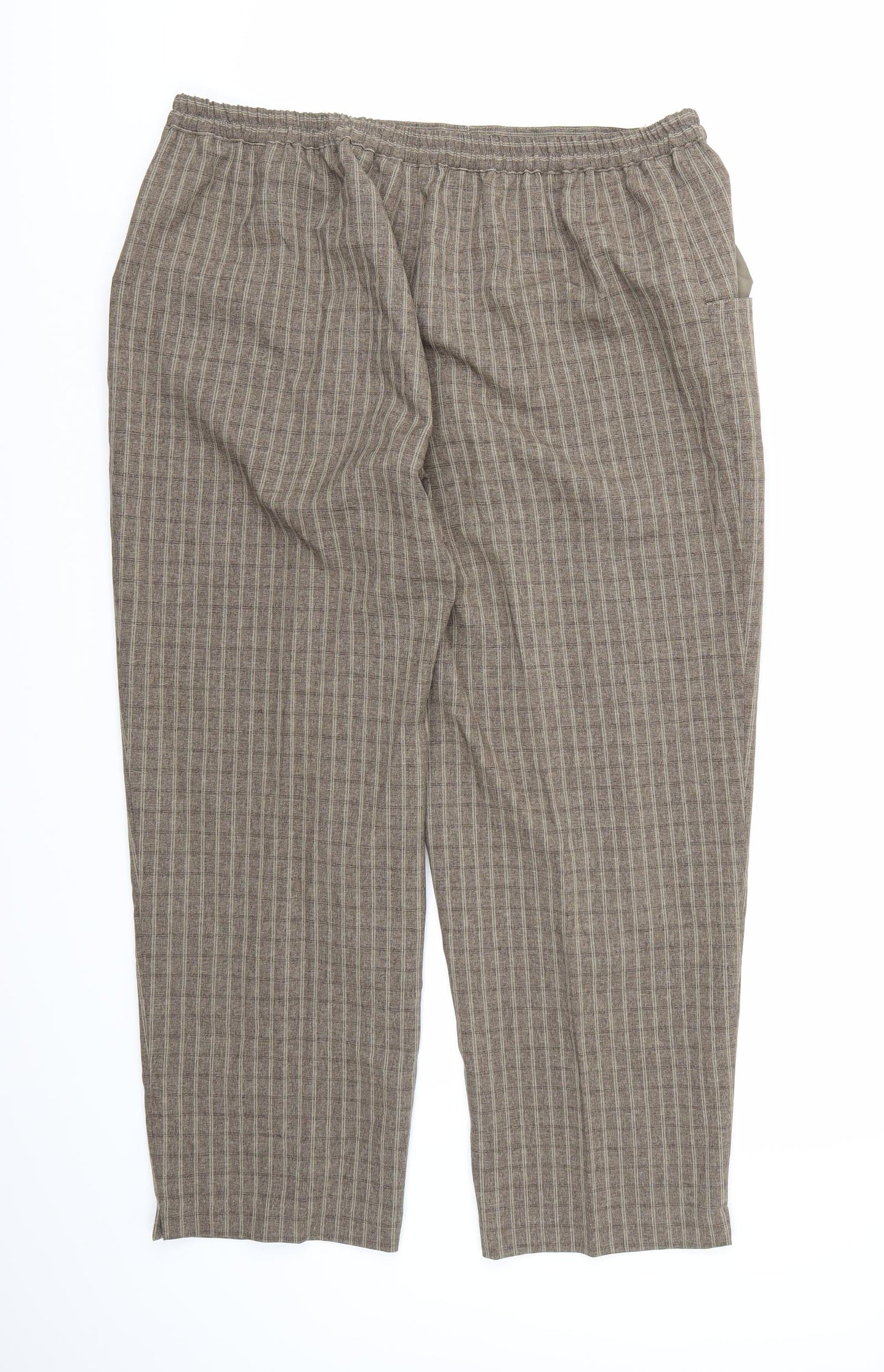 Essential Collection Womens Brown Check Rayon Trousers  Size 18 L24 in