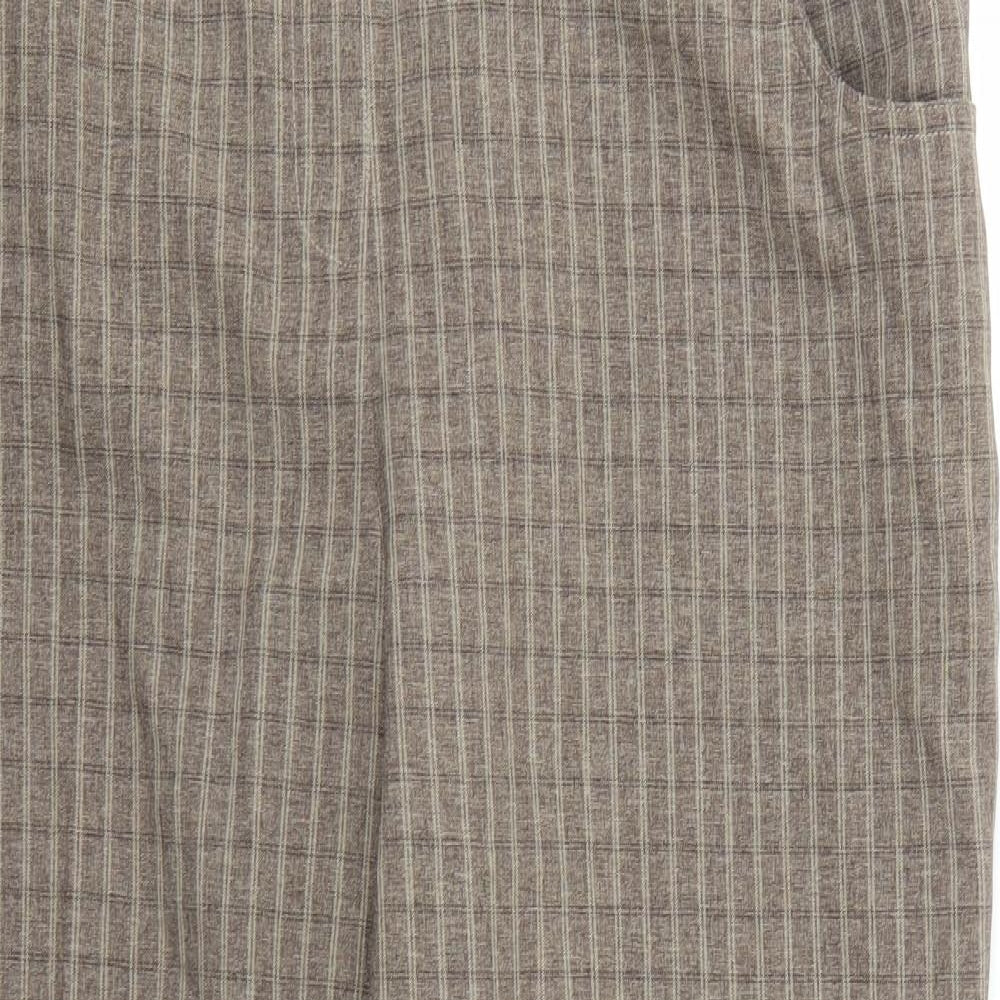 Essential Collection Womens Brown Check Rayon Trousers  Size 18 L24 in