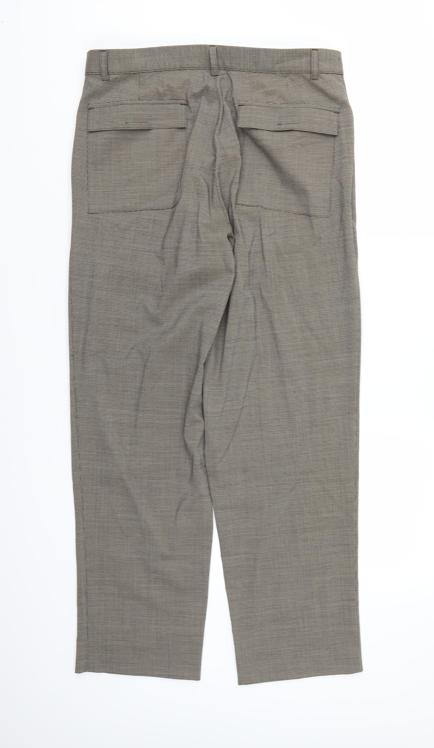 Preworn Mens Brown Check Rayon Trousers   L29 in