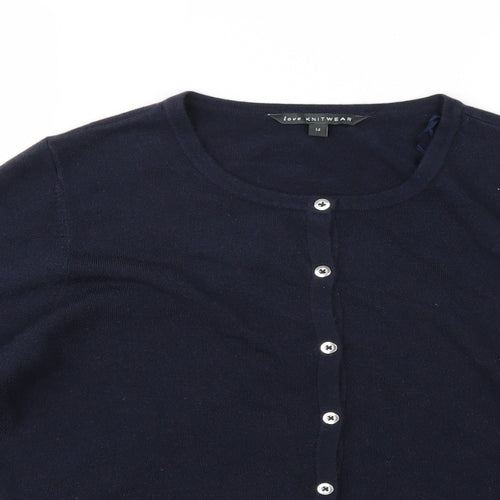 Bonmarché Womens Blue  Knit Cardigan Jumper Size 14
