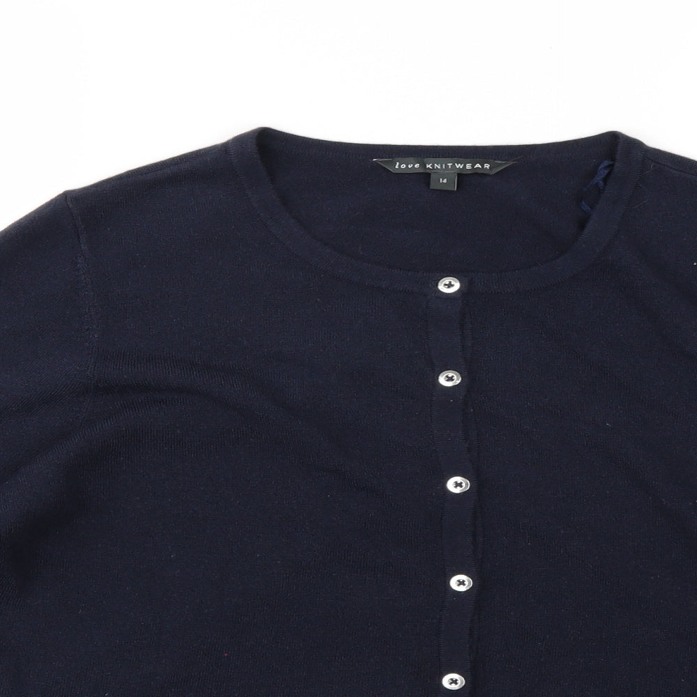 Bonmarché Womens Blue  Knit Cardigan Jumper Size 14