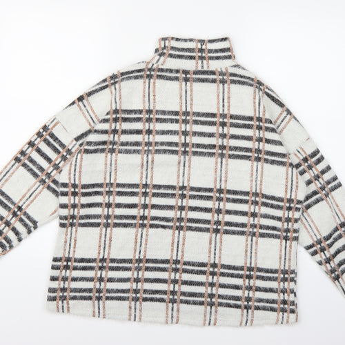 M&Co Womens White Check Knit Pullover Jumper Size 14