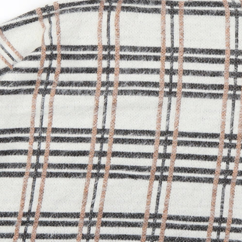 M&Co Womens White Check Knit Pullover Jumper Size 14