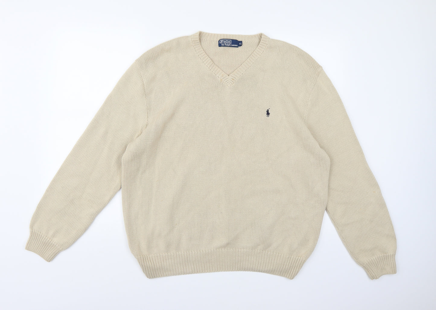 Polo Ralph Lauren Mens Beige  Knit Pullover Jumper Size XL