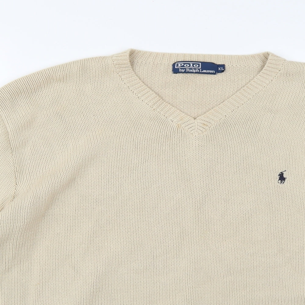 Polo Ralph Lauren Mens Beige  Knit Pullover Jumper Size XL